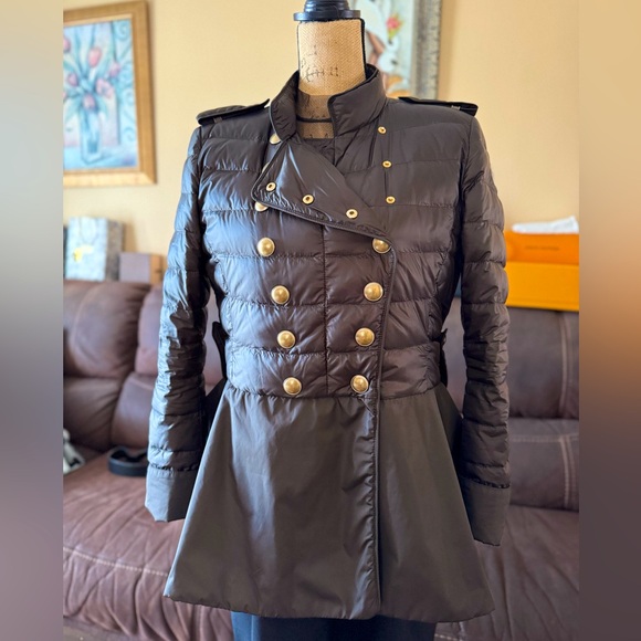 Moncler military style flouncy hem down jacket